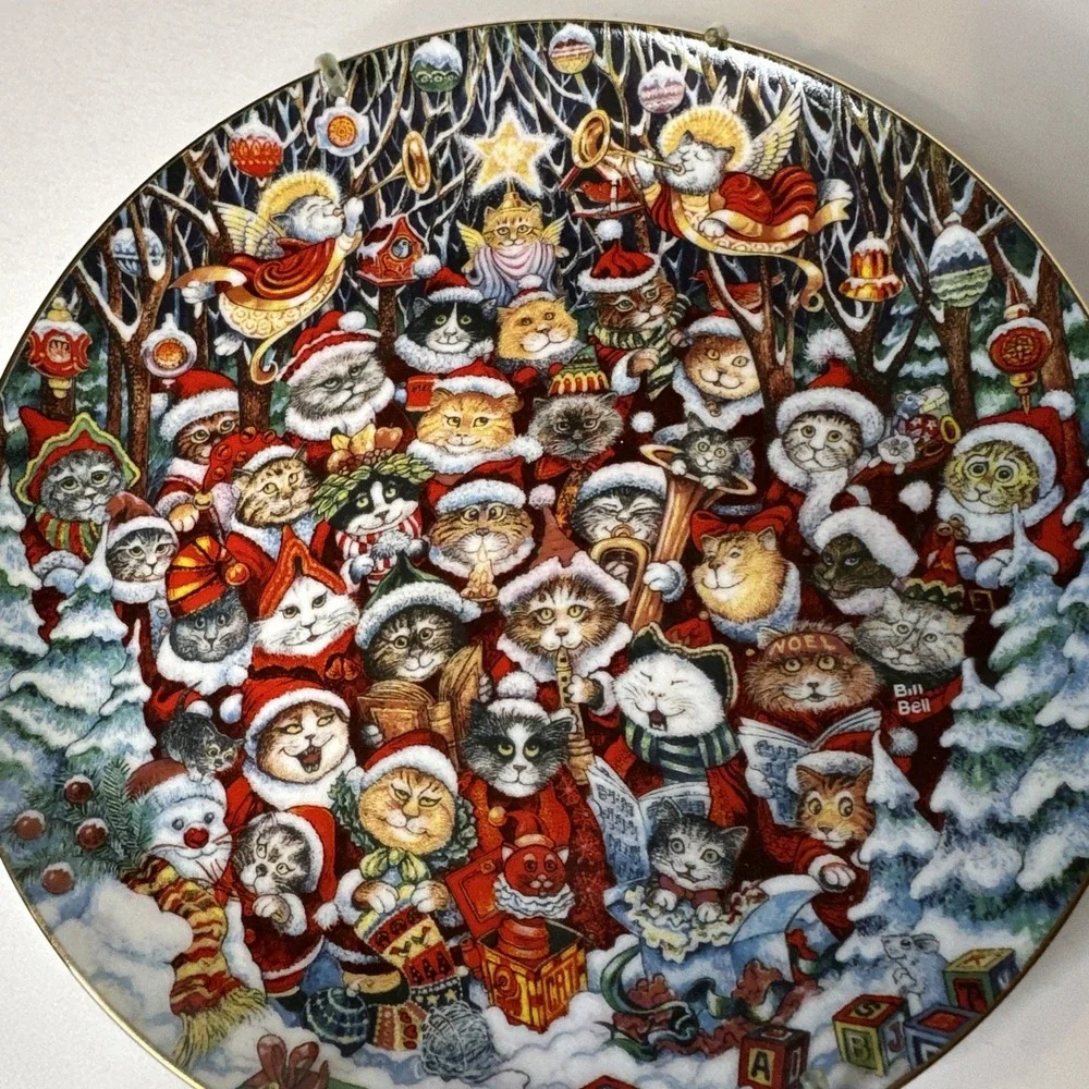 Bill Bell Santa Claws Cats Christmas Plate Franklin Mint Ltd Ed 8